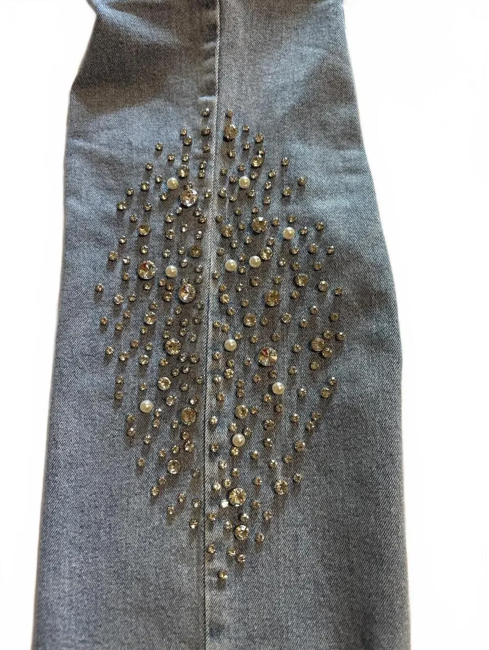 Akira Black Label Embellished Rhinestone Straight Leg Jeans Medium Wash Size 11